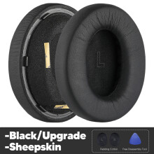 Cuscinetti auricolari di ricambio (in pelle di pecora nera) per cuffie Bose QuietComfort Ultra QC Ultra.