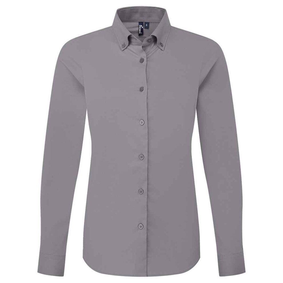 (XXL, Steel) Premier Womens/Ladies Supreme Oxford Long-Sleeved Formal Shirt