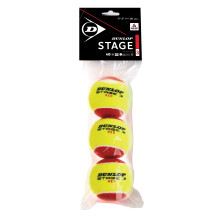 Dunlop Sports Stage 3 Transition Tennis Ball 3-Ball Pack Red/Yellow