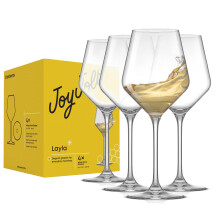 JoyJolt Layla Pahare de vin alb Set de 4 pahare italiene 13,5 oz transparent - Fabricat n Europa