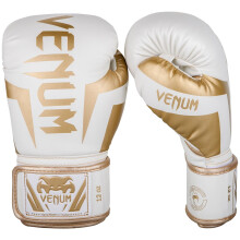 Venum Elite Boxing Gloves - White/Gold - 14oz