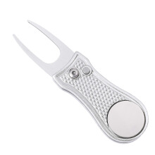 Mile High Life All Metal Fällbart Golf Divot Verktyg med Pop-up Knapp & Magnetisk Bollmarkör (Silver Bone)