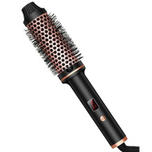 (Black)3 In 1 Ionic Hair Curler Straightener Professional Curling Iron Heated Hair Styling Brush Anti-Scald