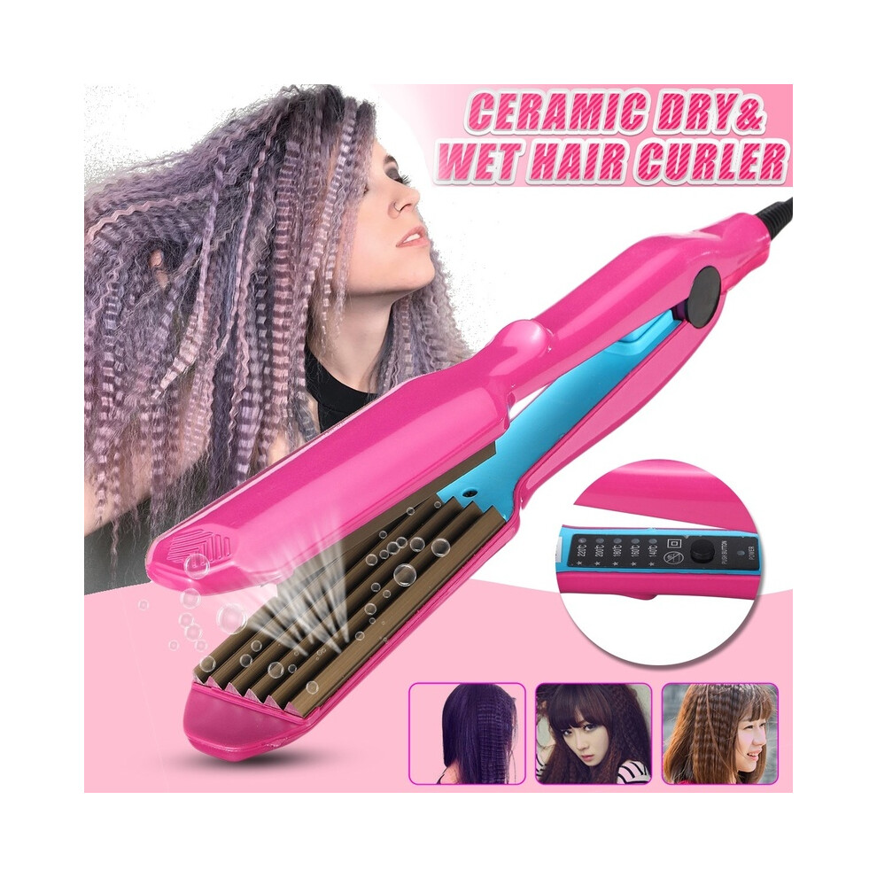 Fer à friser professionnel en céramique avec température, pour cheveux secs et humides