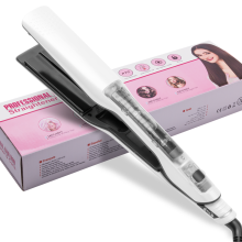 Piastra per capelli a vapore (bianca) professionale per salone, in ceramica di titanio nano, per lisciare