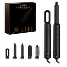 (Schwarz) 2024 Neues 5-in-1-Haartrockner-Heißkamm-Set, professionelles Lockenstab-Haarglätter-Styling-Tool