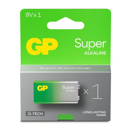 GP Super Alkaline 9V-Batterie, 1604A/6LF22, 1er-Pack