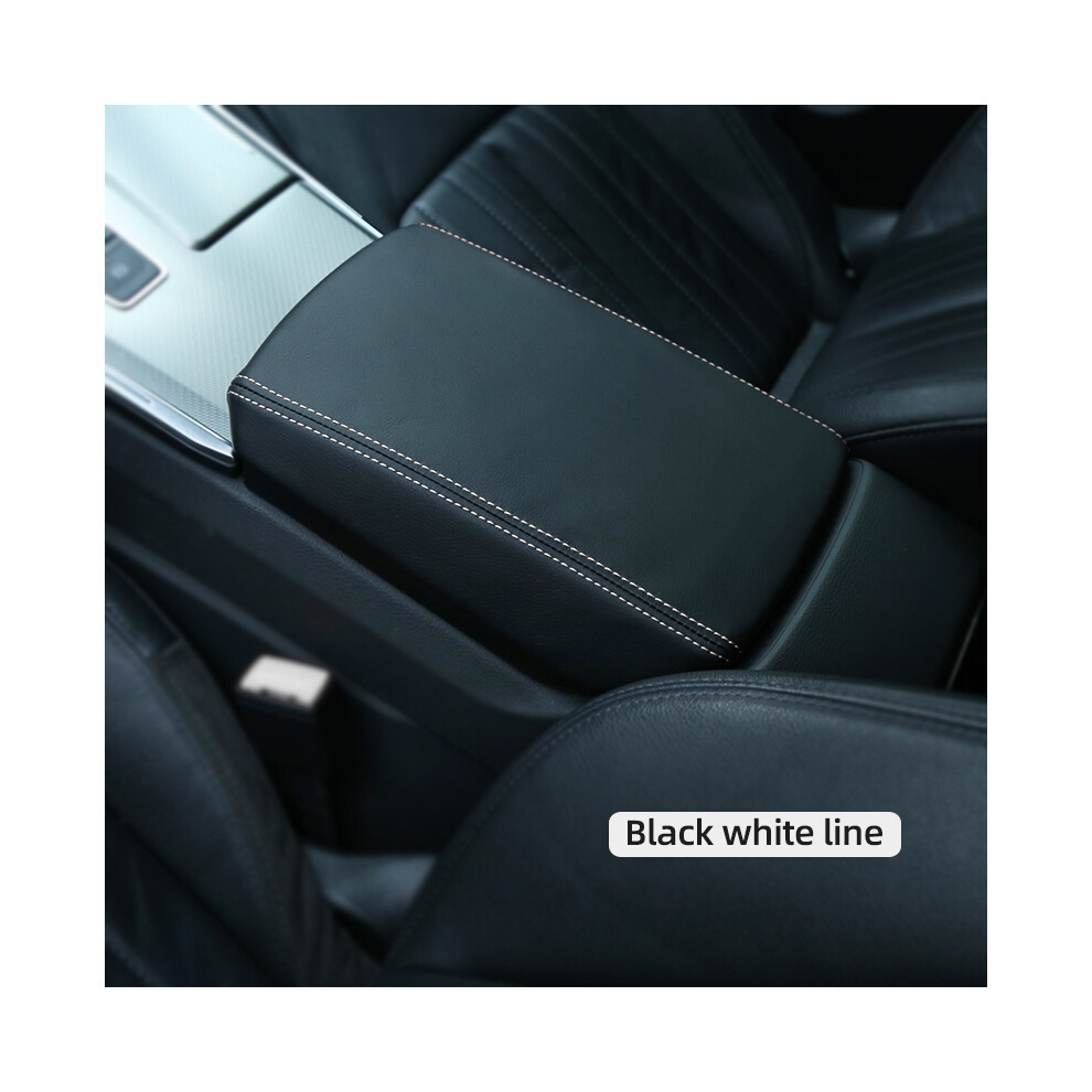 (ligne noire et blanche - 2017-2024 A4 B9) Housse de protection en cuir pour accoudoir central de voiture