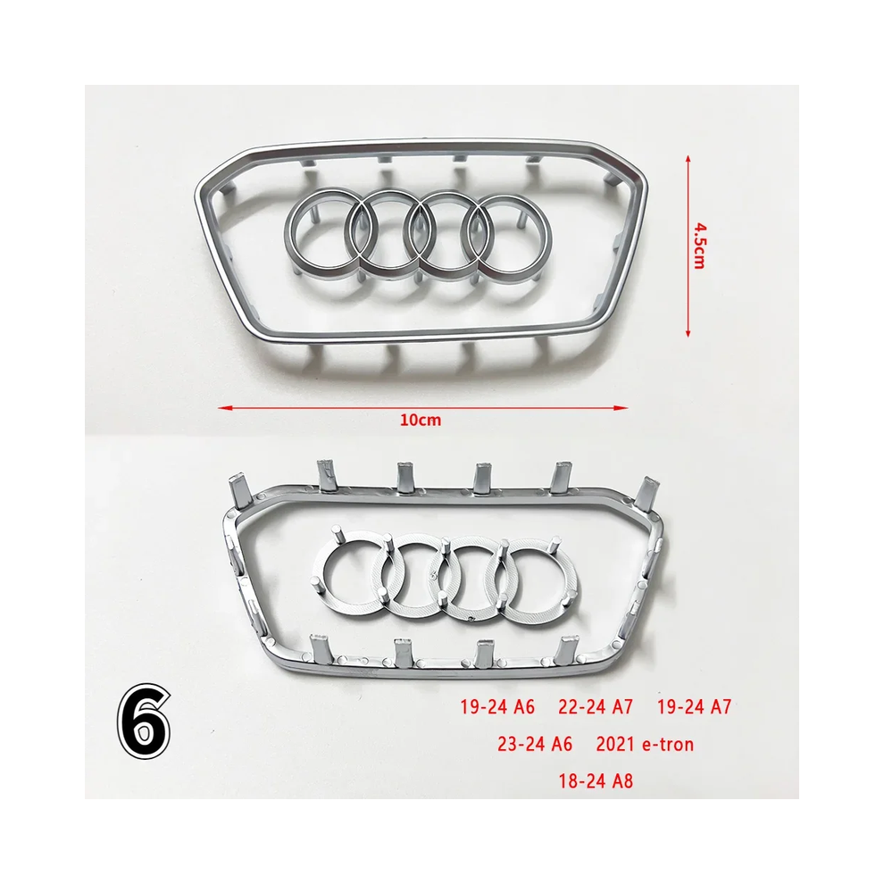 (Argent muet) Pour Audi A3 A4 B8 8P B9 8V A5 A6 C7 A7 Q3 Q5 Q7 Logo de volant automobile cadre brillant