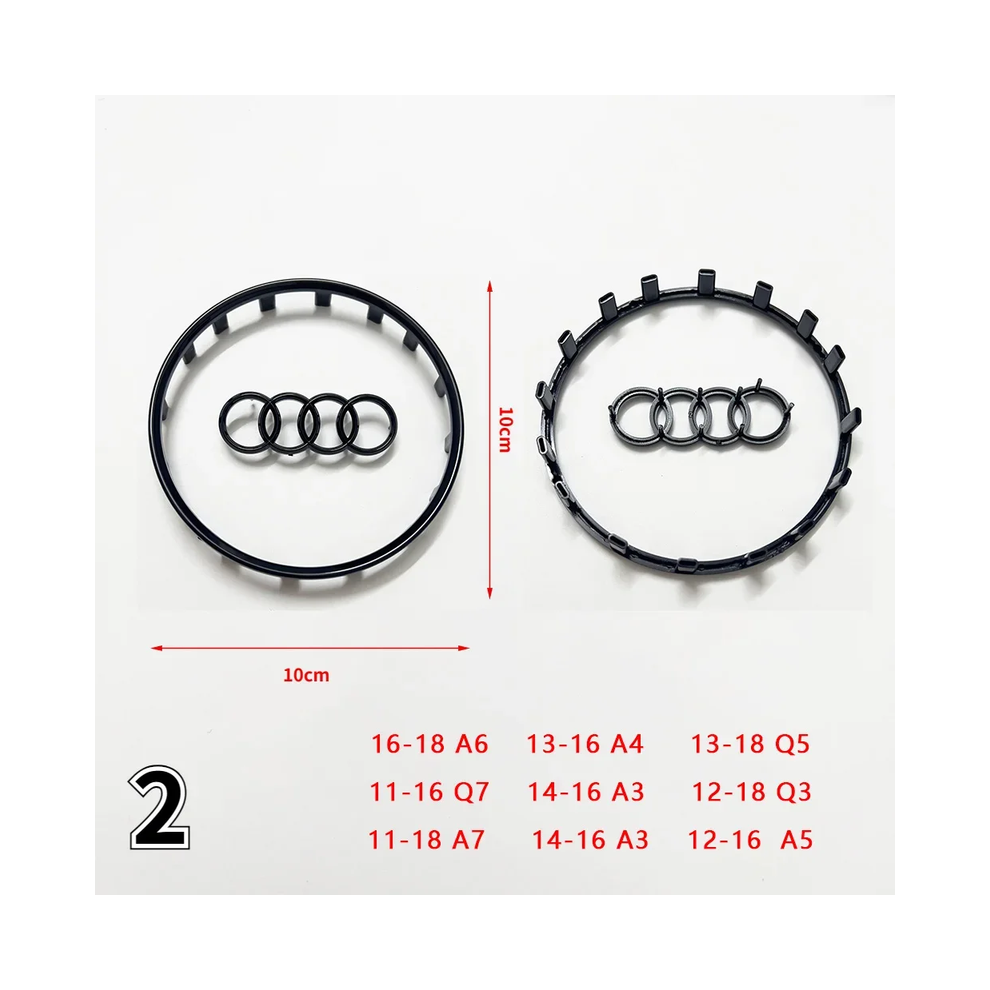 (Noir brillant) Pour Audi A3 A4 B8 8P B9 8V A5 A6 C7 A7 Q3 Q5 Q7 Logo de volant automobile brillant