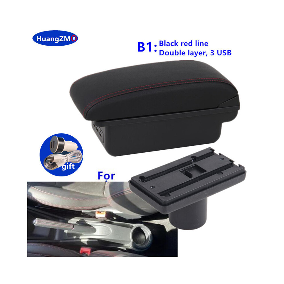 (B1 Linea Rossa 3USB) Per Seat Ibiza Bracciolo Box Per Seat Ibiza 6J Ibiza 6L Bracciolo Auto Scatola