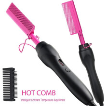 (Hot Comb Red) Heißluftbürste Glätteisen Kamm Anti-Frizz Negativ-Ionen-Generator Glättung und Locken