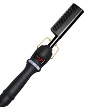 (Black-1pcs)Hot Comb Hair Straightener Heat Pressing Combs LCD Ceramic Curling Iron for Hair Beard Wigs
