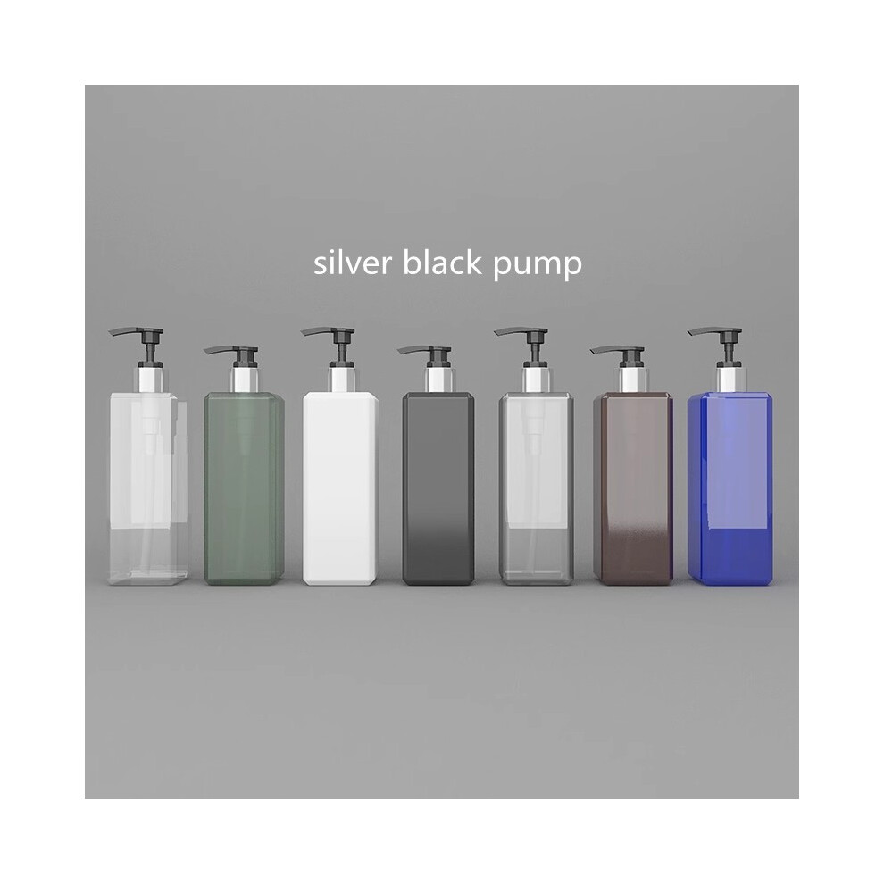 (pompe noire argentée - 10 bouteilles transparentes - plastique) Distributeur de bouteille de pompe