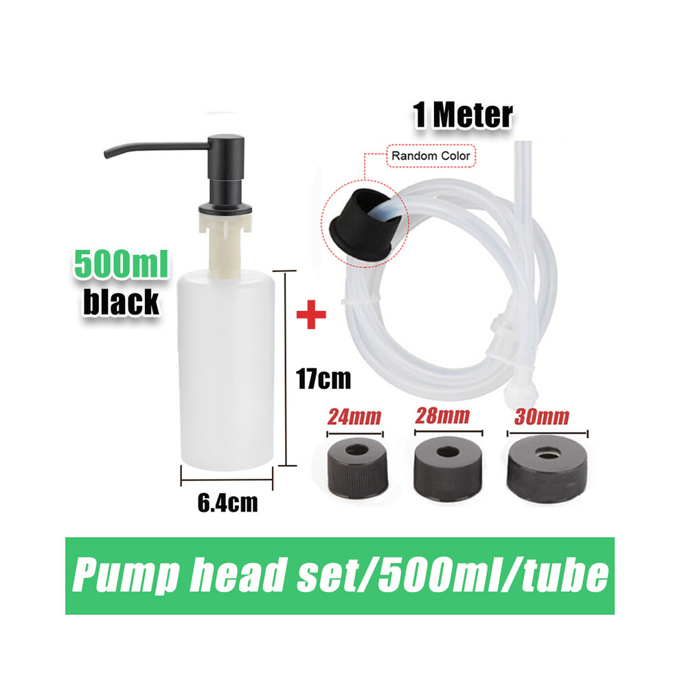 (set3-noir-500ml) Distributeur de savon liquide vaisselle extracteur de pression tube d'extension évier