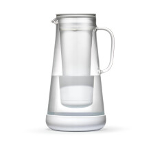 LifeStraw Home - Water Filter Pitcher  7-Cup  White  Glass with Silico