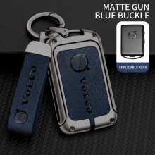 (A-gun blaue Kette) Zinklegierungs-Leder-Auto-Fernbedienungsschlüsseletui für Volvo S60 S90 XC40 XC60