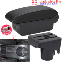 (B3 Zwart wit 3USB) Voor Volkswagen Golf 6 Armsteun Box Voor VW Golf 6 Golf 5 Mk6 MK5 Jetta 5 Auto Armsteun
