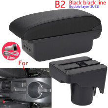 (B2 Black line 3USB)For Volkswagen Golf 6 Armrest Box For VW Golf 6 Golf 5 Mk6 MK5 Jetta 5 Car Armrest