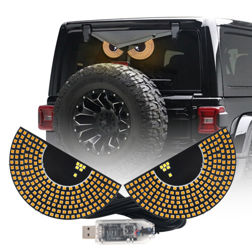 (Y8)Devil‘s Eyes LED-Licht-Auto-Warnsignallampe Matrix Pixel Panel Devil Eyes Animation Display USB 1