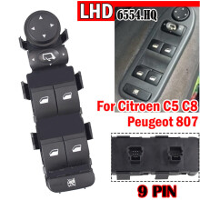 LHD voor Citroen C5 2001-2007 C8 Peugeot 807 2002-2008 Elektrische raambediening met hoofdschakelaar