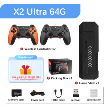 (X2 UItar 64G)X2 Ultra Videospielkonsole 4K Game Stick HD Retro Videospielkonsole Wireless Controller