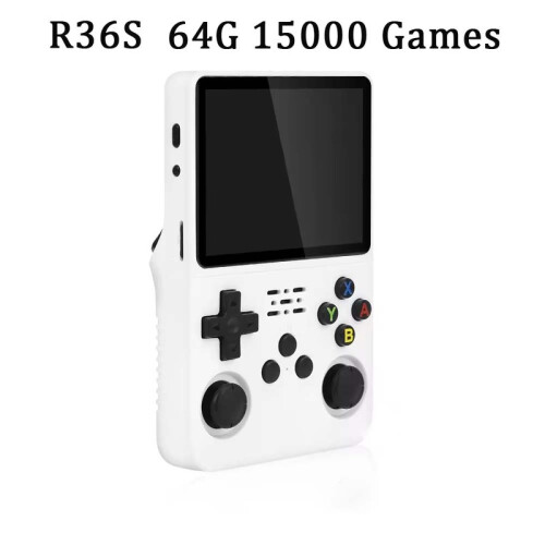 (Wit 64G) R36S Open Source Retro Handheld Game Console Linux Systeem Kind Draagbare Pocket Videospeler