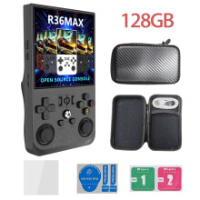(128G black)Retro Handheld Game Console 4.0inch Big Screen R36MAX Portable Pocket Video Player 1000+