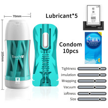 (verde con lubricante) Galaku Touch In Masturbatori per uomini Vera vagina Vibrazione a 20 frequenze