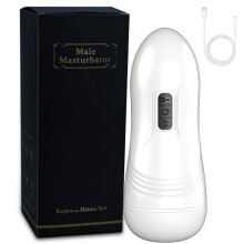 (Wit) Automatische mannelijke masturbator Blowjob vibratiemachine Echte vagina Pocket Pussy Penis Orale