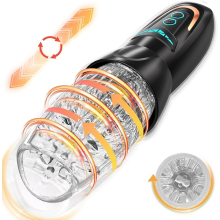 (FJB68-BK) Giocattoli sessuali per uomini, masturbatore maschile, pompa per pene, spinta, rotazione,
