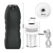 (Noir-25 mm) Masturbateur automatique pour homme, suceur, fellation, équipement de masturbation, machine,