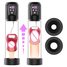 (Avec Rose Inner Cup) Pompe à pénis électrique LCD Pompe à vide automatique pour masturbateur masculin