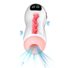 (BLANC) Masturbateur masculin automatique à 10 vibrations et voix, jouets sexuels pour adultes pour