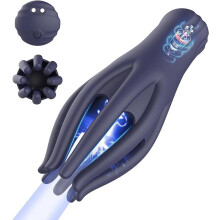 (3 sans langue) Masseur de stimulation du gland masculin 10 modes Entraîneur de retard de pénis Vibromasseur