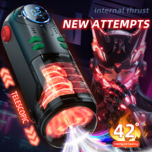 (Noir) Masturbateur masculin automatique télescopique à succion vibrante, machine de masturbation, chatte