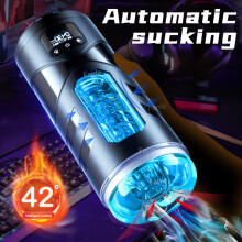 (Noir) Masturbateur automatique pour homme, ventouse, vibration, fellation, masturbation, vagin chauffé,
