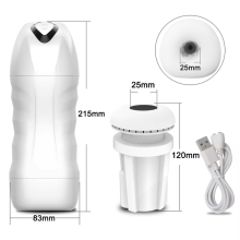 (Blanc-25MM) Masturbateur automatique pour homme, ventouse vibrante, masturbateur pour homme, fellation,