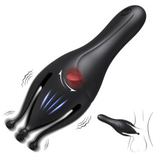 (XLQ08-BK) Entraîneur de gland de pénis pour hommes Masturbateur de pénis vibrant puissant Jouets érotiques