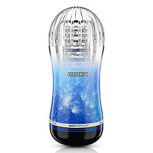 (bleu) Masturbateur masculin en silicone souple pour exercice d'endurance et transport