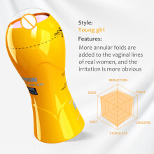 (Jaune) Masturbateur masculin en silicone, ventouse sous vide, vagin, chatte, jouet sexuel pour homme,