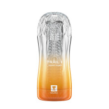 (jaune) Réutilisable Ventouse Sexuelle Chatte Souple Transparent Vagin Sexy Poche Masturbateur Masculin