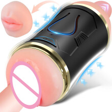 (noir) Masturbateur masculin automatique vaginal réaliste 3 en 1, pipe à extrémité ouverte, chatte de