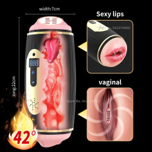 (noir) Masturbateur automatique pour hommes, machine à vibrer, chatte de poche chauffante, vagin réaliste