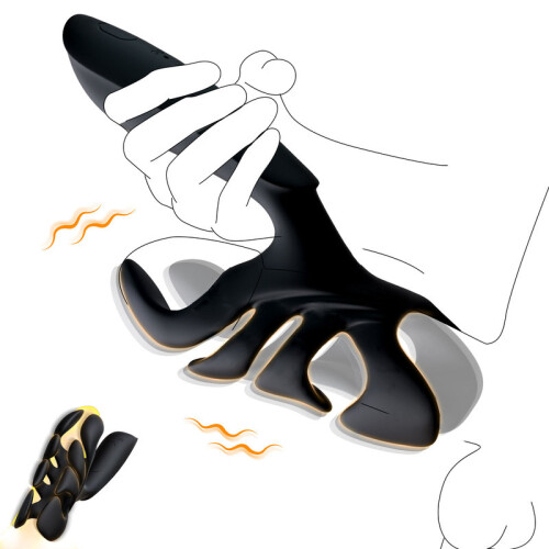 (schwarz)Tentacles Penis Training Männlicher Masturbator mit 10 Vibratoren Eichelstimulator für Training 1