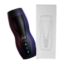 (noir) Masturbateur télescopique automatique pour homme, tasse chauffante, vibrante, masturbation, fellation,