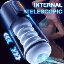 (noir) Masturbateur télescopique automatique pour homme, machine à sucer, tasse de masturbation, jouets