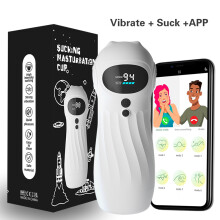(APP Sucking Vibrator) Masturbation Cup Vibrateurs pour hommes Masturbation masculine Suck Shock LCD