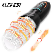 (noir) Masturbateurs masculins à rotation automatique, machine à sexe pour fellation, chatte de poche,