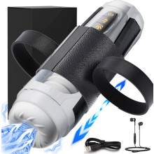 (GRIS AVEC CEINTURE) Masturbateur à rotation télescopique Coupe Vagin Masturbation Fellation Adultes
